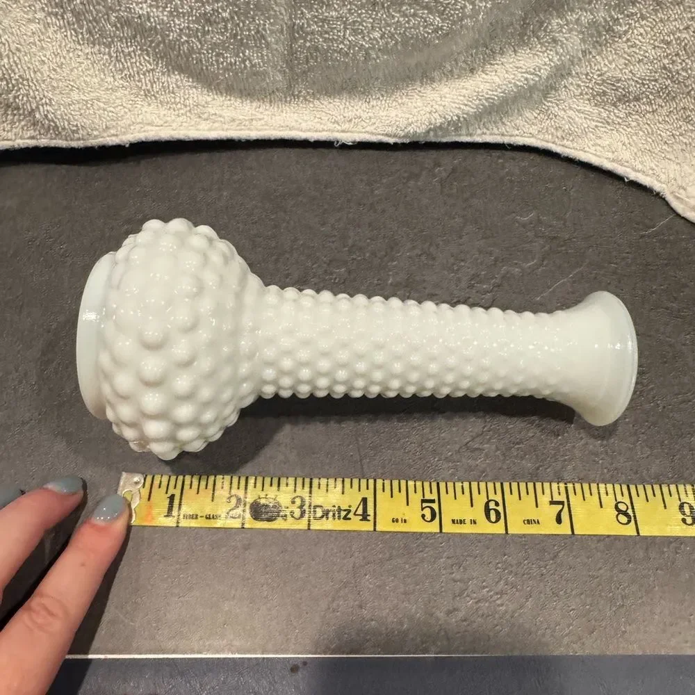 Vintage Elegant White Milk Glass Hobnail Vase